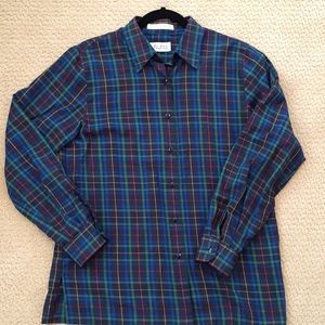 AT-EASE Blue/Green Plaid Button Down Shirt